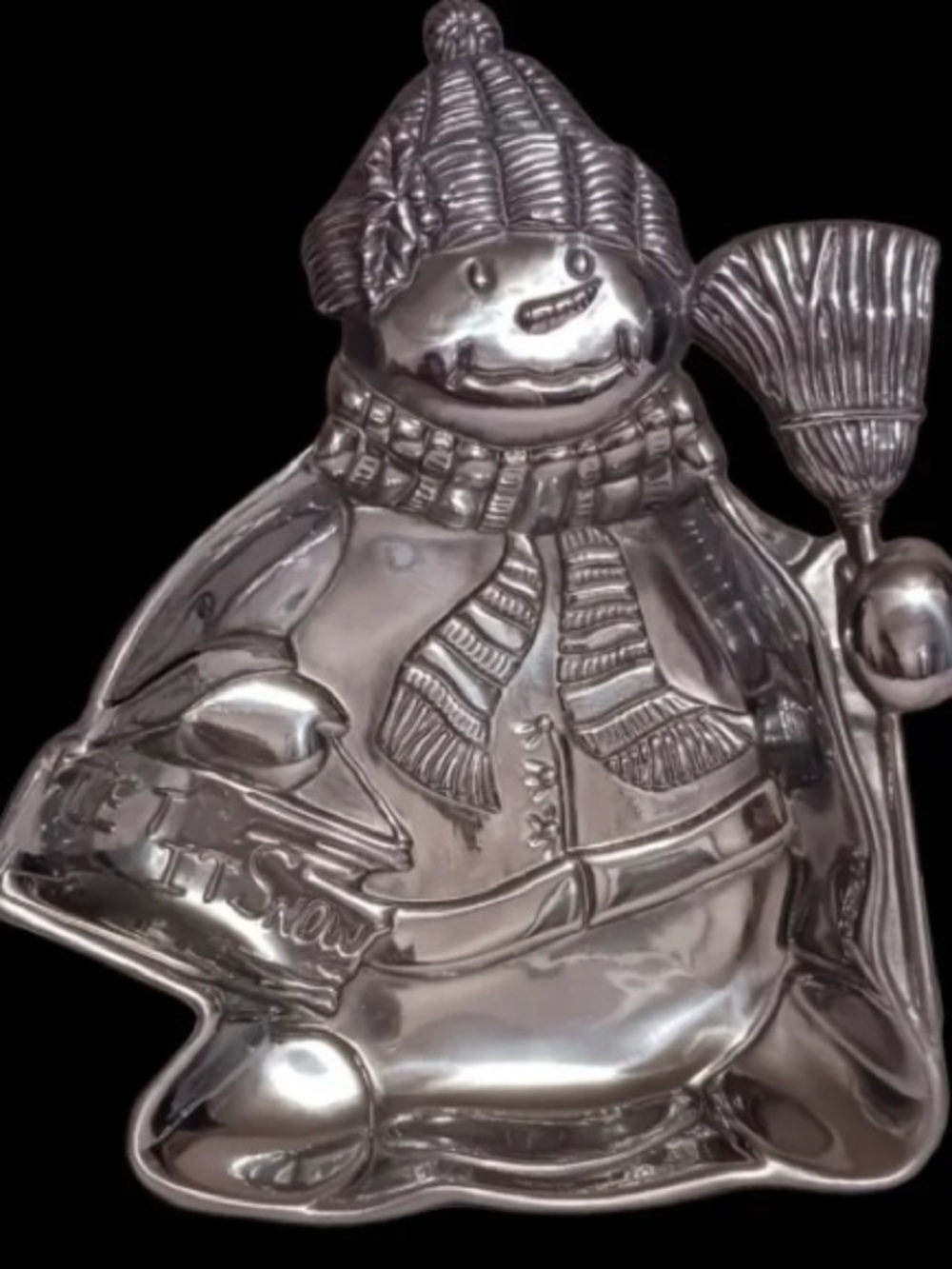 Unbranded Silver Snowman Decorative Accent Plate